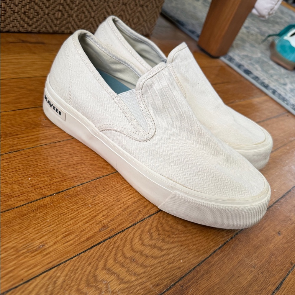 SeaVees White Platform Slip-On Sneakers